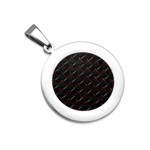 Stainless Steel Circle Pendant w/ Black & Red Carbon Fiber Stainless Steel Circle Pendant w/ Black & Red Carbon Fiber